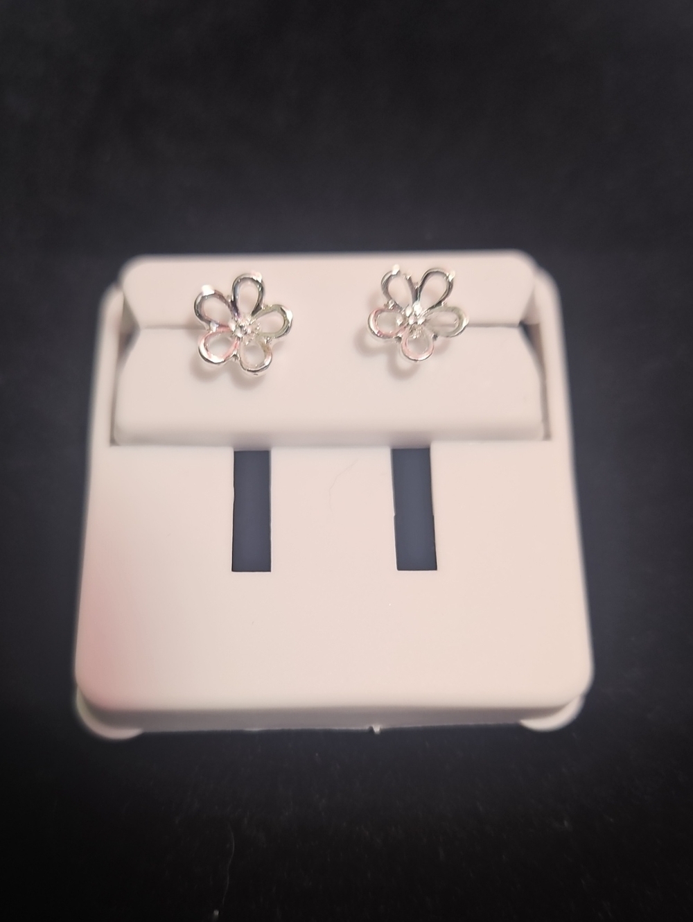 Sterling Silver Floral Stud Earrings - Silver Flower Design